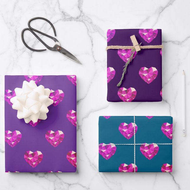 Heart Gemstone  Wrapping Paper Sheet (Front)