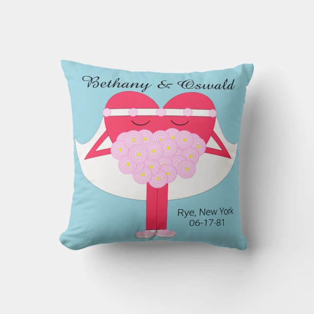 Heart Getting Married: Anniversary Throw Pillow (Front)