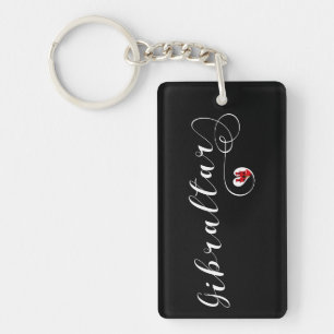 Heart Gibraltar Flag, I Love Gibraltar, Llanitos Keychain