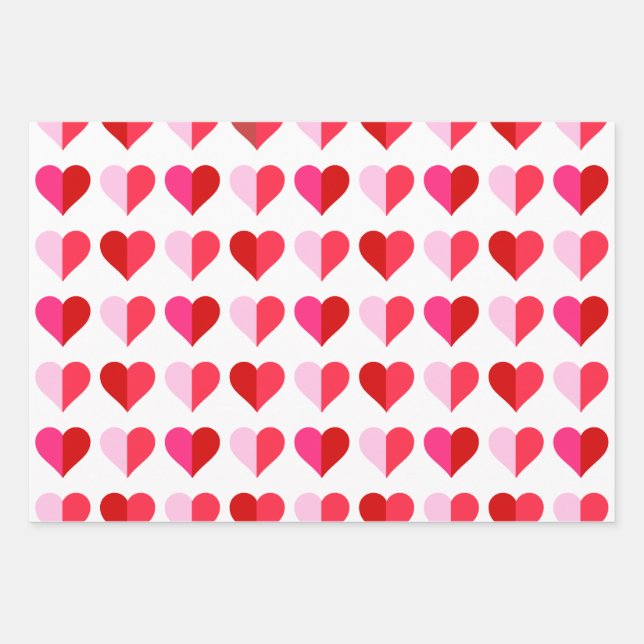 Heart Gift Pattern, Valentine's Day Decoration Wrapping Paper Sheet (Front)