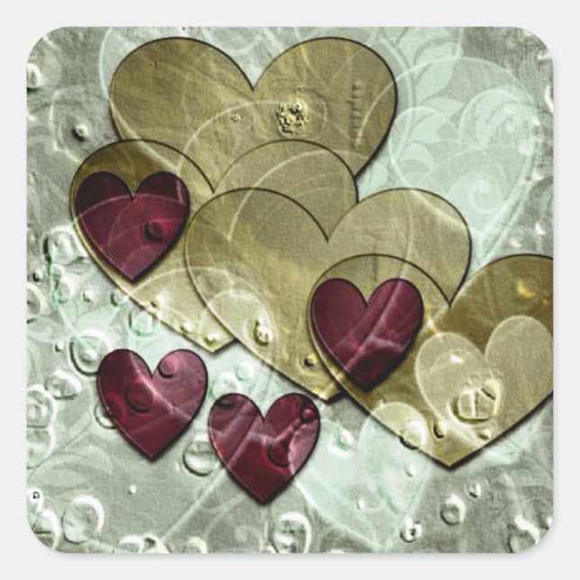 Heart Gifts | Gold and Ruby Square Sticker (Front)