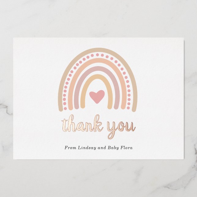 Heart Girl Boho Rainbow Baby shower Carte de remer (Recto)