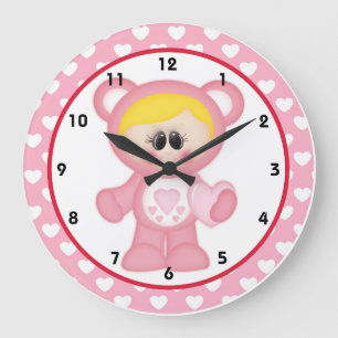 Heart Girl Care a lot Kids Room Wall Clock d3