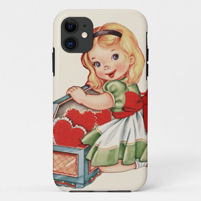 Heart Girl Child Retro Cute Children Case-Mate iPhone Case (Back)