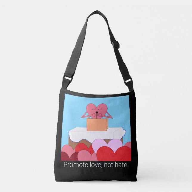Heart Giving a Speech About Love: Crossbody Bag (Front)