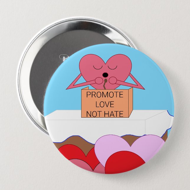 Heart Giving Speech About Love: 4 Inch Round Button (Front & Back)