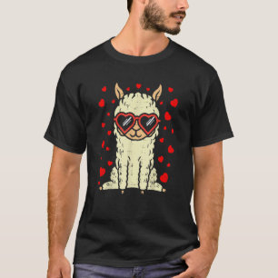 Heart Glasses Llama Cute Alpaca Valentines Day Ani T-Shirt