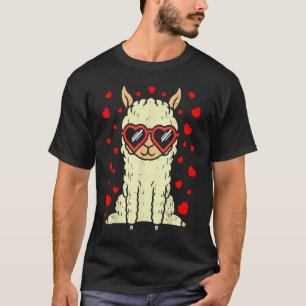 Heart Glasses Llama Cute Alpaca Valentines Day Ani T-Shirt