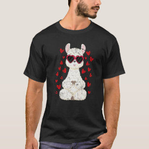 Heart Glasses Llama Cute Alpaca Valentines Day Ani T-Shirt