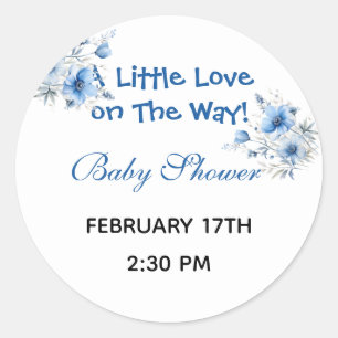 Heart Glasses Teddy Bear Blue Baby Shower Classic Round Sticker