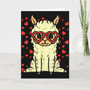 Heart Gles Llama Cute Alpaca Valentines Day Animal Card