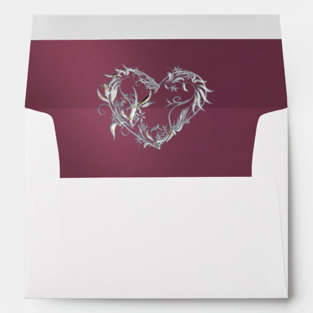Heart & Glitter on Lavender with Monogram Wedding Envelope (Back (Bottom))