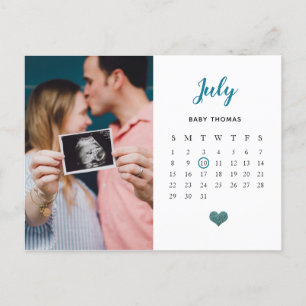 heart glitter photo calendar Pregnancy/birth Announcement Postcard