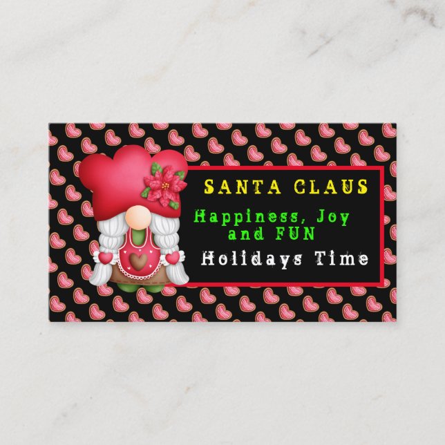 Heart Gnome Customize Colour and Text Business Card (Front)
