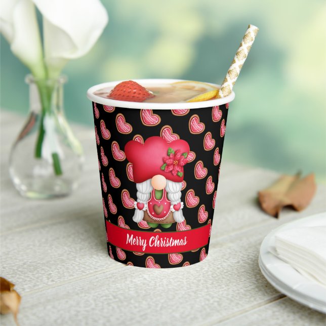 Heart Gnome Customize Colour and Text Paper Cups (Insitu)