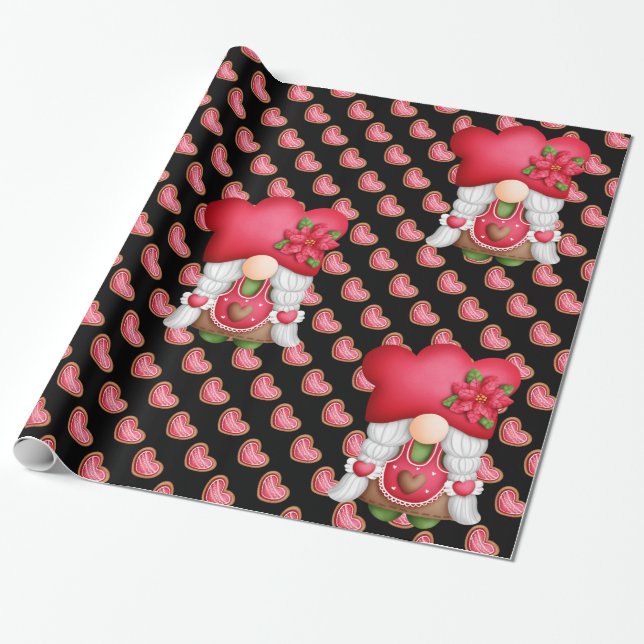 Heart Gnome Customize Colour Wrapping Paper (Unrolled)