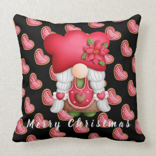 Heart Gnome Customize Text and Colour 20"X20" Throw Pillow