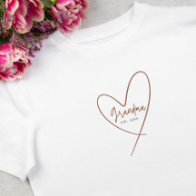 Heart Grandma Mocha Established Year T-Shirt