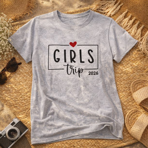 Heart Graphic Girls Trip 2026 Boho Matching Vacati T-Shirt