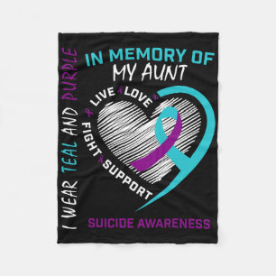 Heart Graphic In Memory Of Aunt Suicide Awareness  Fleece Blanket