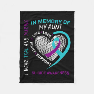 Heart Graphic In Memory Of Aunt Suicide Awareness Fleece Blanket