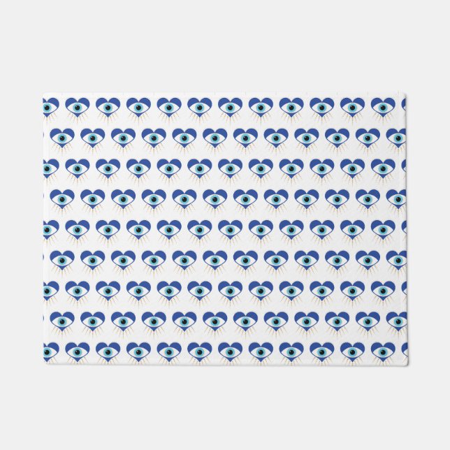 Heart Greek Evil Eye Doormat (Front)