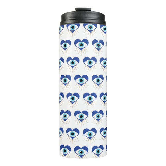 Heart Greek Evil Eye Thermal Tumbler (Front)
