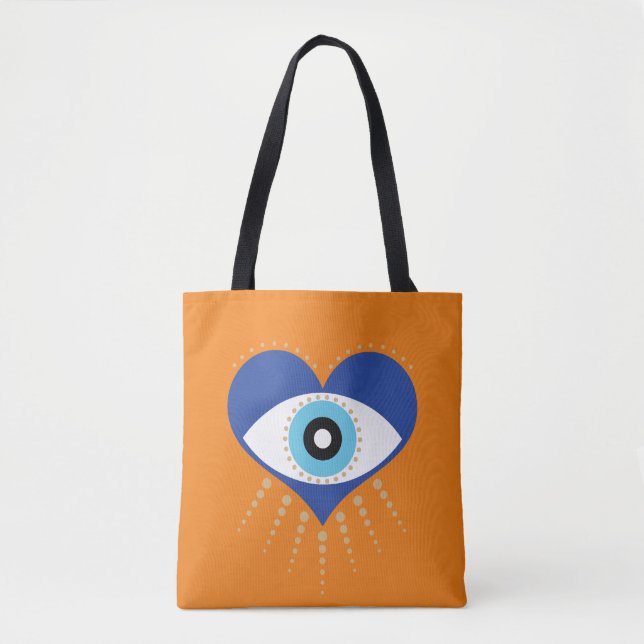 Heart Greek Evil Eye Tote Bag (Front)