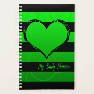 Heart Green and Black Planner