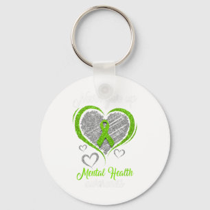 Heart Green Ribbon Mental Health S Awareness  Keychain