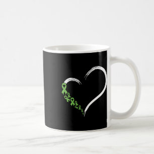 Heart Green Ribbon Support Mental Health Awareness Coffee Mug