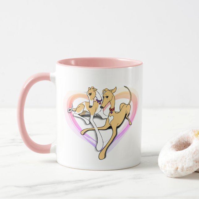Heart Greyhound Art Mug (With Donut)