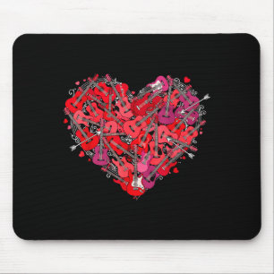 Heart Guitar Love Valentines Day Guitarist Player  Mouse Pad