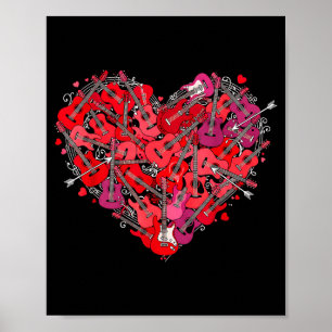 Heart Guitar Love Valentines Day Guitarist Player  Poster