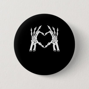 Heart - Halloween Skeleton Hand 2 Inch Round Button