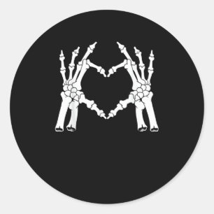 Heart - Halloween Skeleton Hand Classic Round Sticker