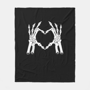 Heart - Halloween Skeleton Hand Fleece Blanket