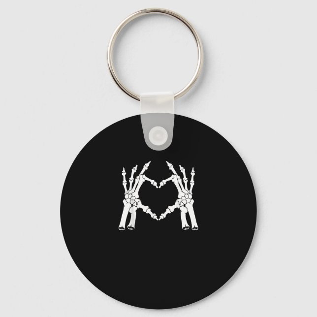 Heart - Halloween Skeleton Hand Keychain (Front)