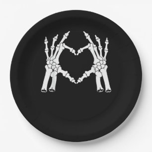 Heart - Halloween Skeleton Hand Paper Plate
