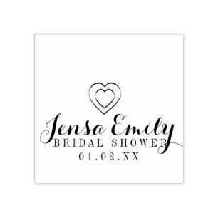 Heart Hand Drawn Bridal Shower Favour Rubber Stam Stamp