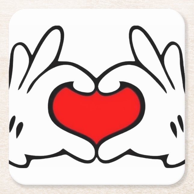 Heart Hand  Square Paper Coaster (Front)