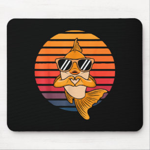 Heart Hands Funny Retro Goldfish Lover Sungles Mak Mouse Pad