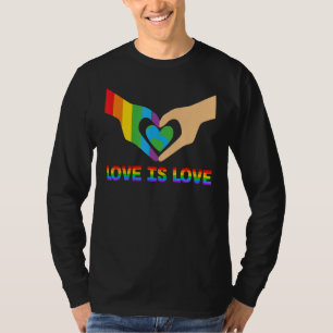 Heart Hands Rainbow Love Is Love Lgbqt Lesbian Gay T-Shirt