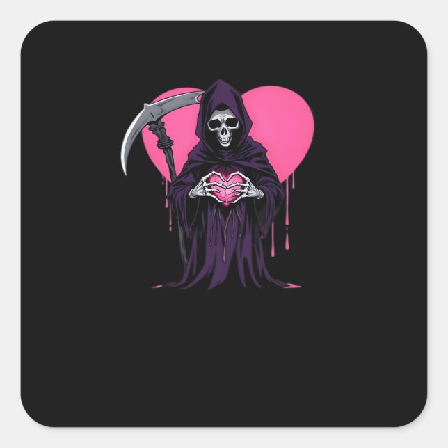 Heart Hands Reaper Classic Meme Square Sticker (Front)