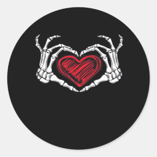 Heart Hands Skeleton Classic Round Sticker