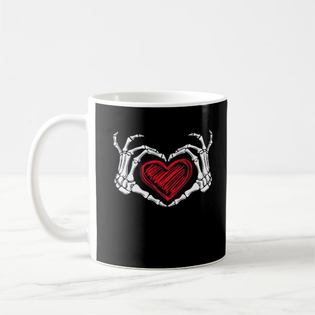 Heart Hands Skeleton Coffee Mug (Left)