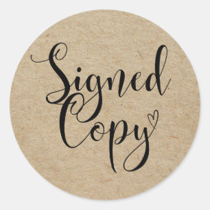 Heart Handwriting Signed Copy Comic, Book, Novel Classic Round Sticker