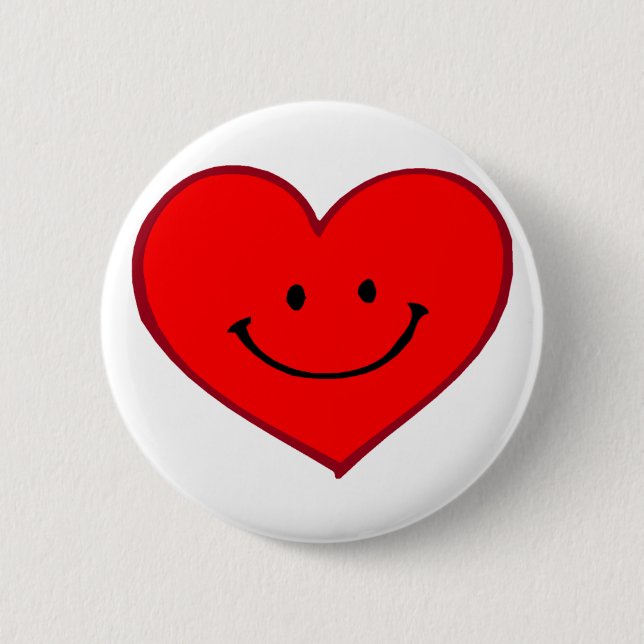 Heart  (Happy Face) 2 Inch Round Button (Front)