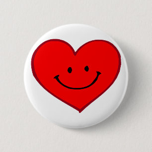 Heart  (Happy Face) 2 Inch Round Button