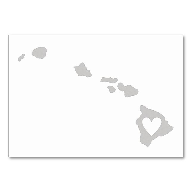 Heart Hawaii state silhouette Table Number (Front)
